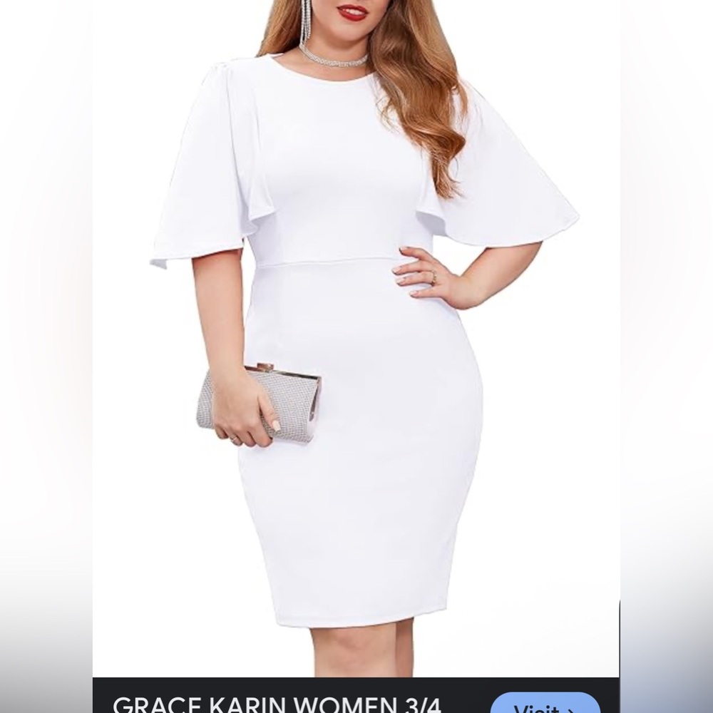 Grace Karin Classic White Dress - Picture 1 of 8